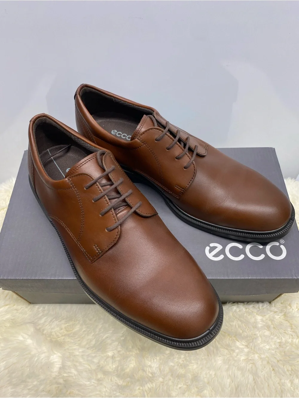 NIB! Ecco Maitland Derby Mens Shoes Plain Toe Lace-Up In Mink Size US7-7.5/ EU41